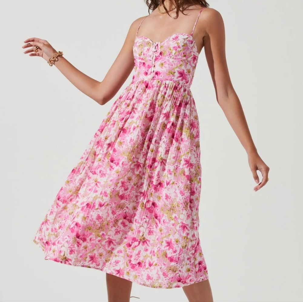 ASTR FERREIRA FLORAL BUSTIER MIDI DRESS | Size S